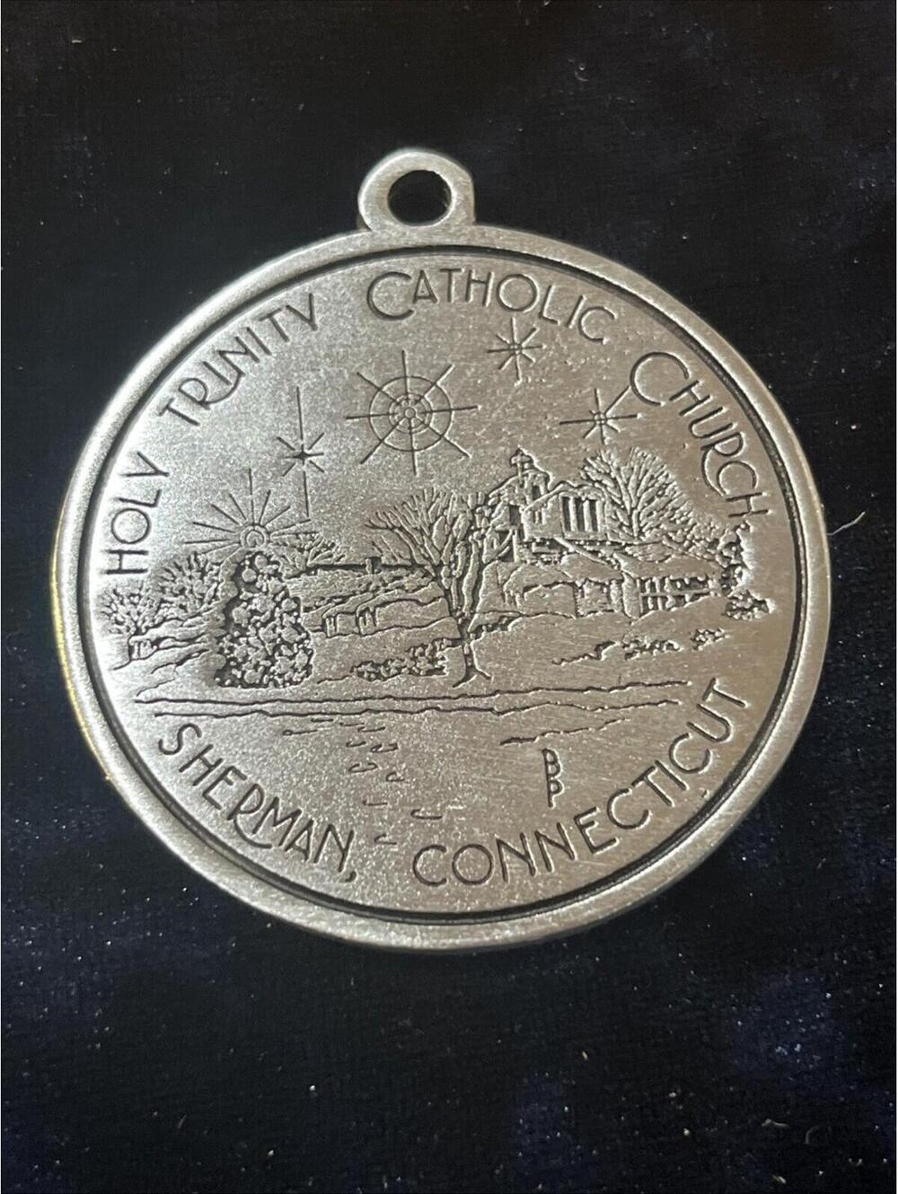 Vintage Pewter Christmas Ornament Holy Trinity Church Sherman Connecticut 1999